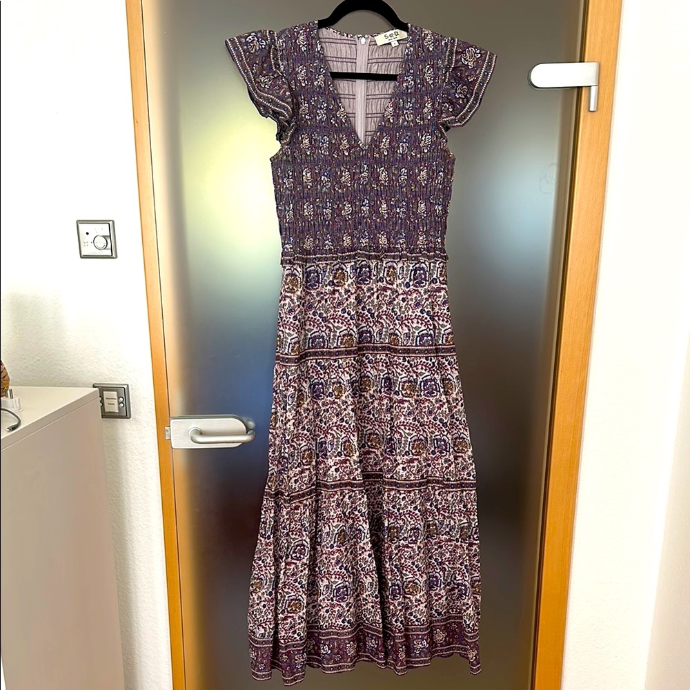 Sea NY Rosita Smocked Midi Dress